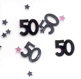 Number 50 Shaped Confetti, Black and Silver 50 Confetti Number 50 Confetti, Black and Silver