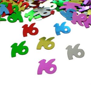 Multi Colored Number 16 Confetti