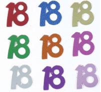 Multi colored number 18 confetti