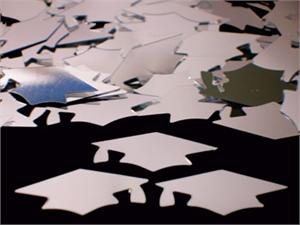 Silver Graduation Confetti, Shaped Like Graduation Caps