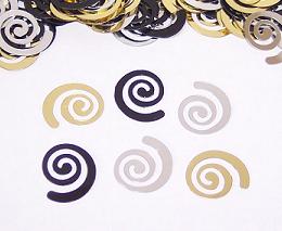 Curly Q Confetti, Black Gold and Silver