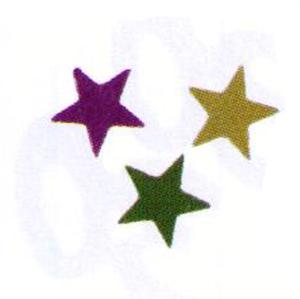 Green, Gold and Purple Star Confetti, 1/4", Mardi Gras Style