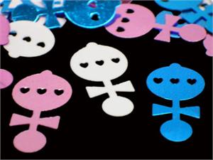 Baby Rattle Confetti, Pink, White and Blue Rattles