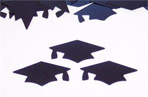 Navy Blue Graduation Confetti Shaped like Graduation Caps