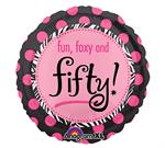 Feminine 50th Birthday Mylar Balloon with Polka Dot Design