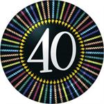 40th Birthday Cake Plates, Black with Candle Border