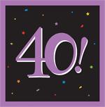 Black and Purple 40th Napkin