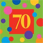 70th Birthday Polka Dots Beverage Napkin