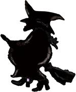 Black Witch Shaped Balloon on a Broom