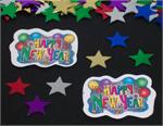 Happy New Year Confetti, Metallic Multi Colored Star Confetti