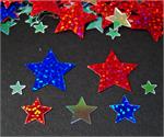 Red, Iridescent and Blue Star Confetti, Metallic, Prismatic Stars