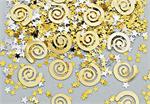 Gold Curly Q Confetti with Gold and Silver Stars
