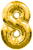Gold Number 8 Balloon, 34
