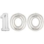 Large Silver Number 100 Balloon