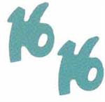 Turquoise number 16 confetti