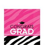 Fuchsia and Black Graduation Napkins