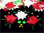 Confetti shaped like poinsettias, metallic