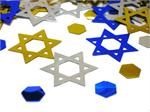 Star of David Confetti, Gold, Blue and Silver