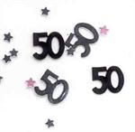 Number 50 Confetti, Black and Silver