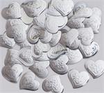 Silver Heart Confetti, Embossed with filigree design