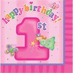 1st Birthday Napkin, Pink