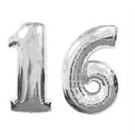 Large Silver Number 16 Balloon