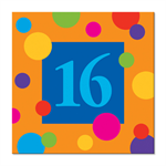 16th Birthday Napkins with Polka Dots