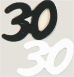 Black and white number 30 confetti