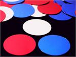Round Confetti, 3/4" circles are red, white and blue