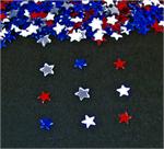 Red White Blue and Silver Star Confetti, Tiny 1/8