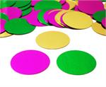 Green, purple and gold round confetti